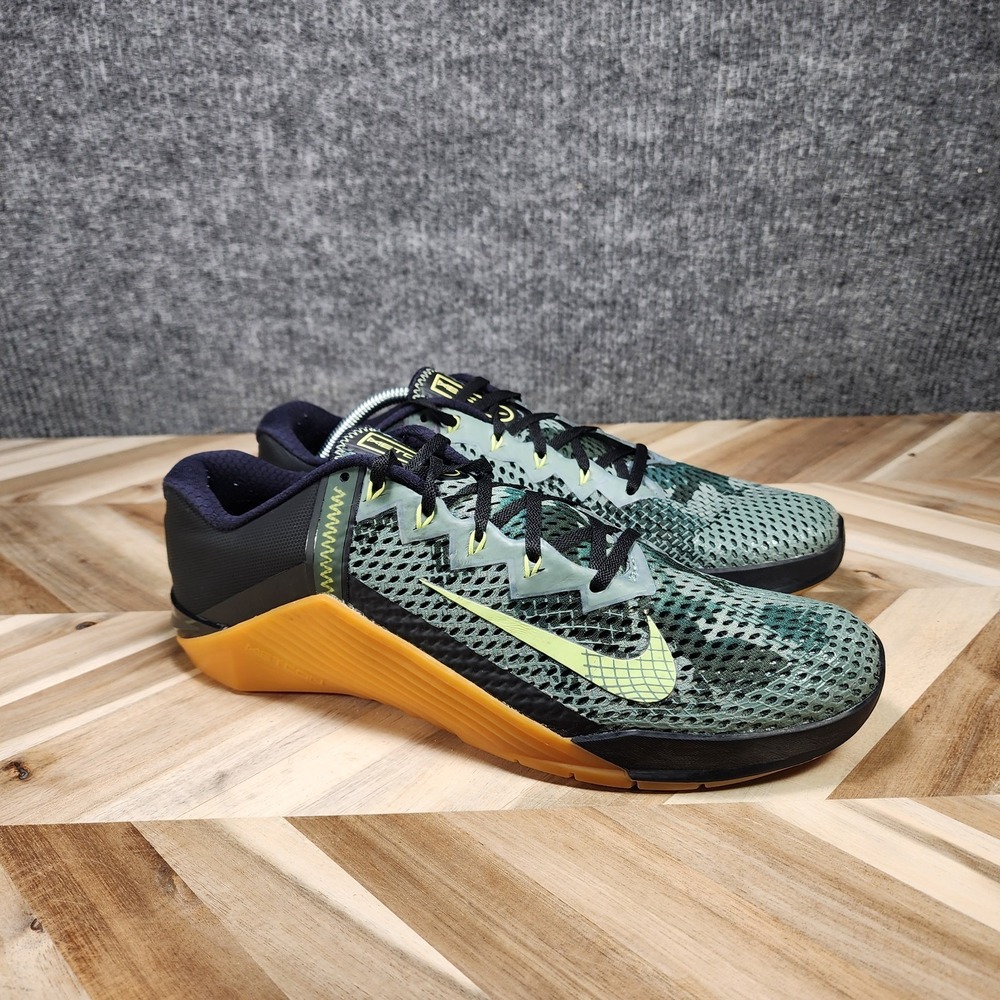 Nike Metcon 6 Mens 12 Black Green Camo Gum Athletic Shoes Gym Cross CK9388-032
